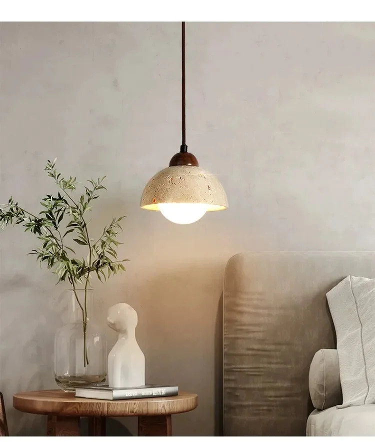 Pendente de Pedra Travertino Melinas: Elegância Natural para Seu Ambiente