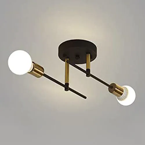 Plafon Minimalista Preto Edison Lâmpadas Aparente