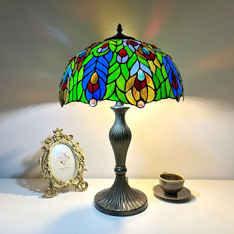Abajur de Mesa Tiffany 16" Pastoral — Vitral Artesanal