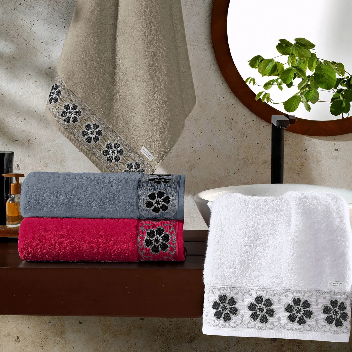 Toalha de Rosto Jacquard, Algodão, 460g/m², 50cm x 70cm, Padrão Texturizado