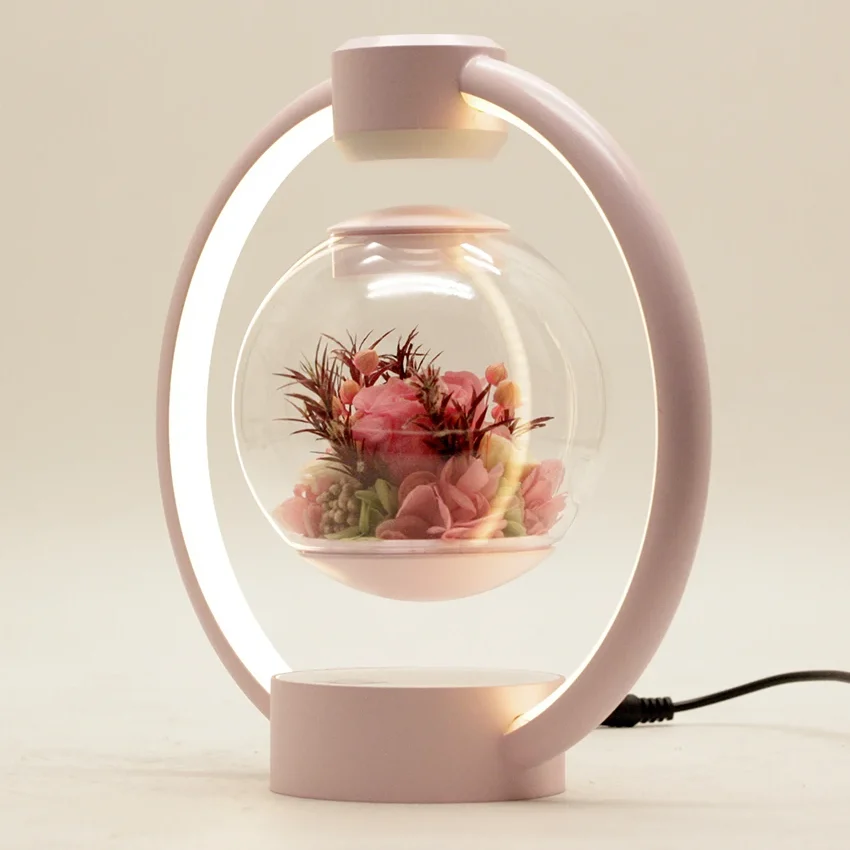 Luminária de Mesa com Vaso Flor Levitação Magnética